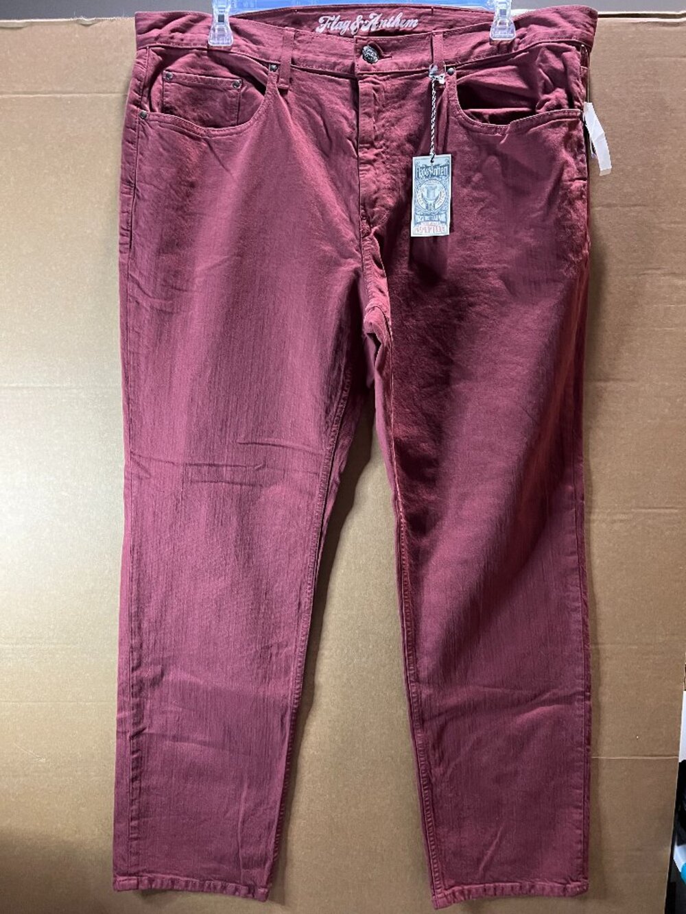Flag & Anthem‎ Nashville Straight Jeans Mens 38x32 Washed Red COREDN056 NWT